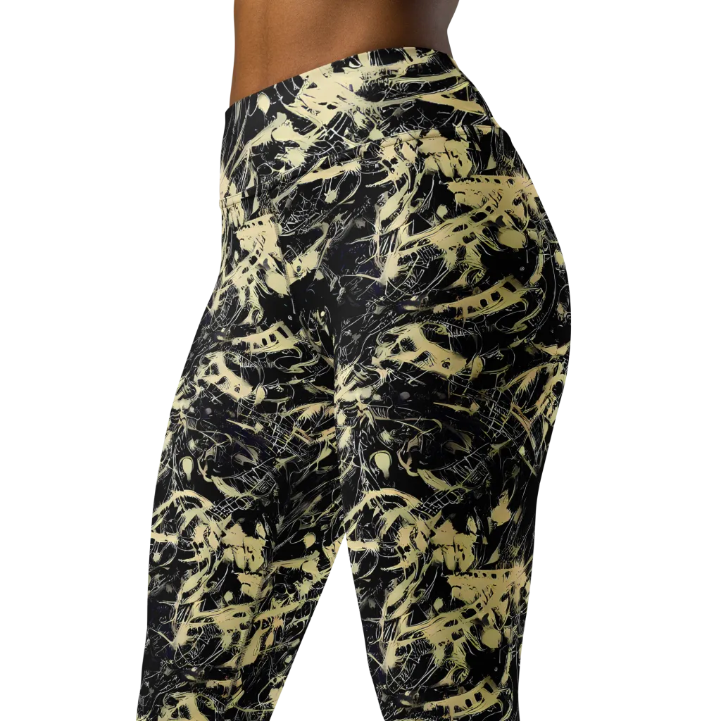 Ivory Ossuary on Yoga Leggings — Left Front