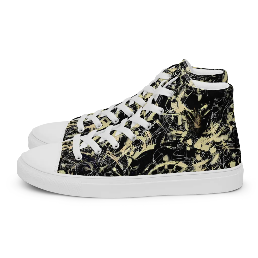 Ivory Ossuary on Men's High Top Canvas Shoes — Left
