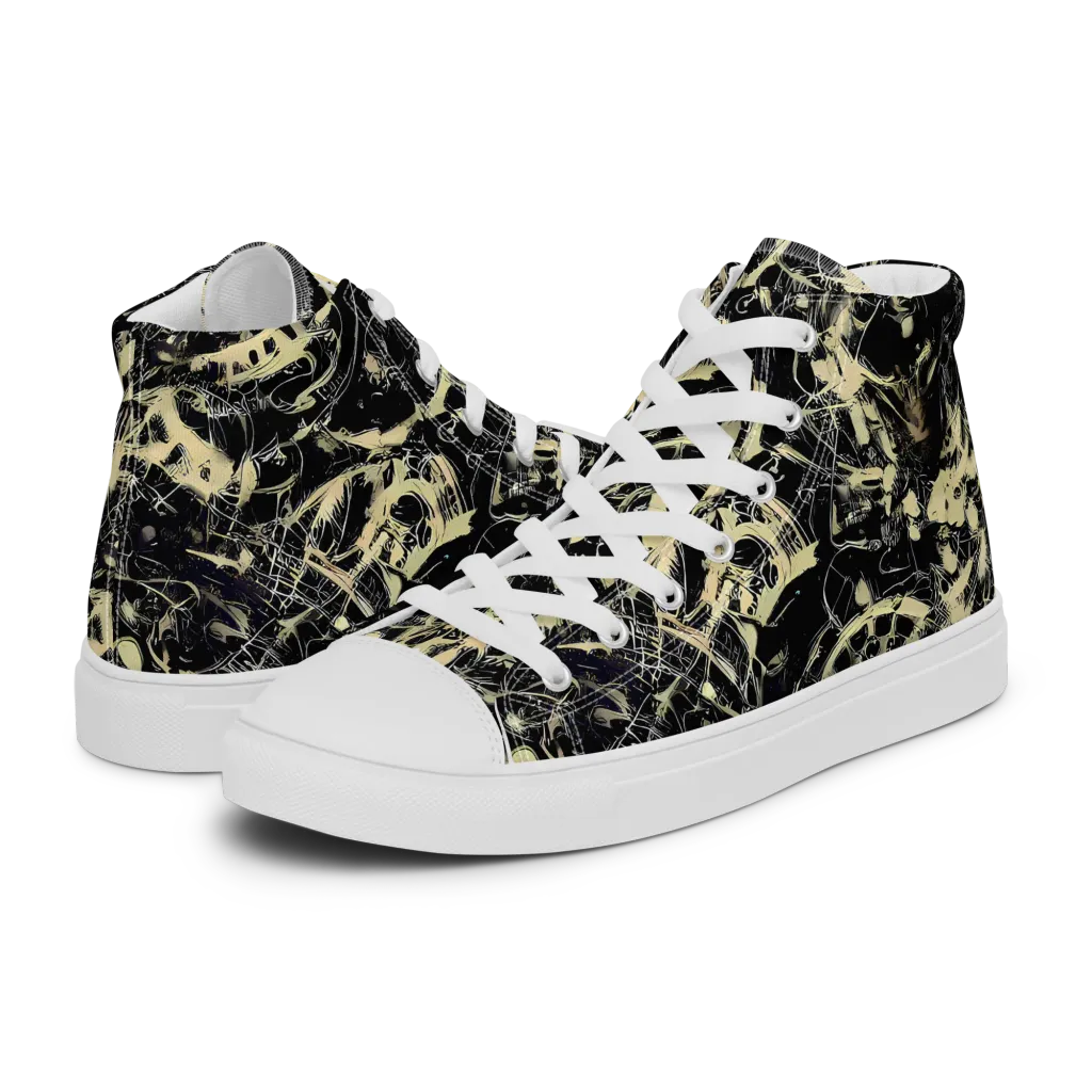 Ivory Ossuary on Men's High Top Canvas Shoes — Left