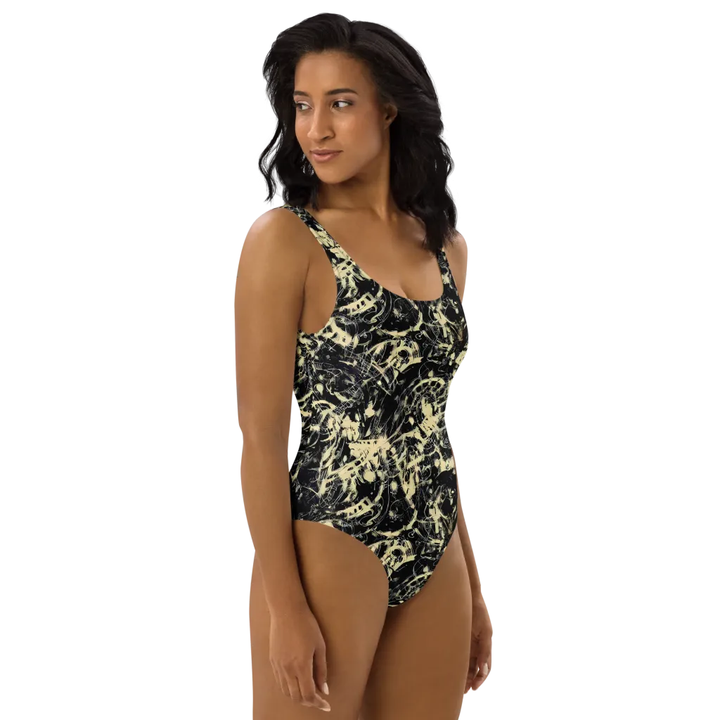 Ivory Ossuary on One-Piece Swimsuit — Right