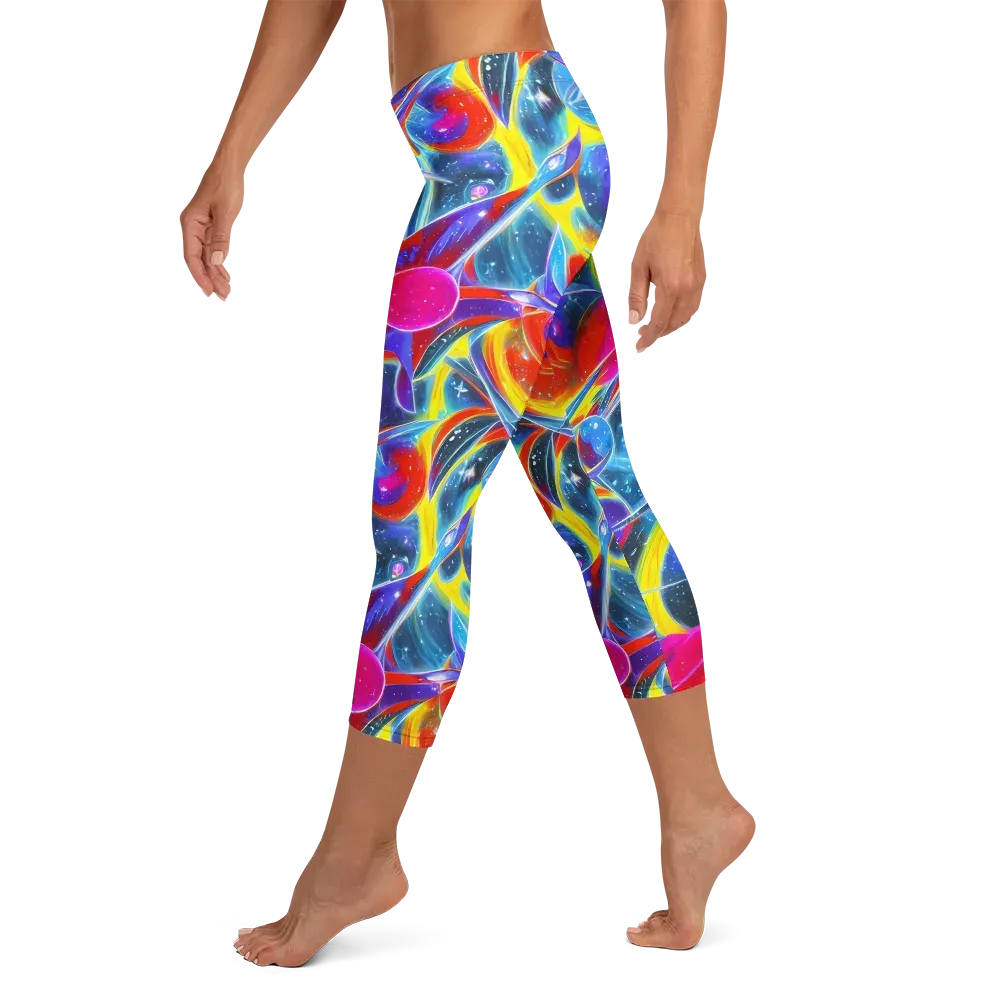 Prismatic Marbles on Capri Leggings — Left