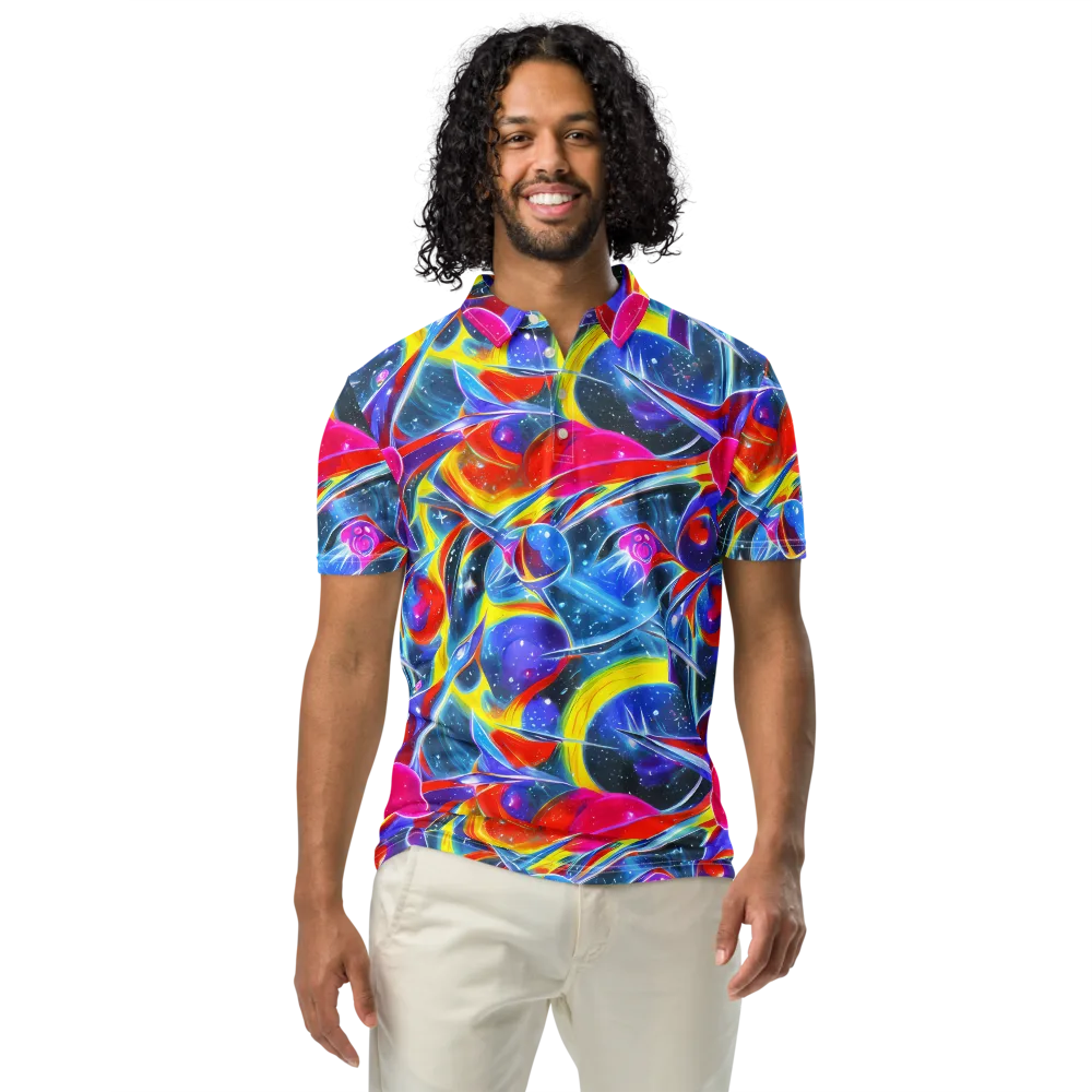 Prismatic Marbles on Men's Slim Fit Polo Shirt — Front