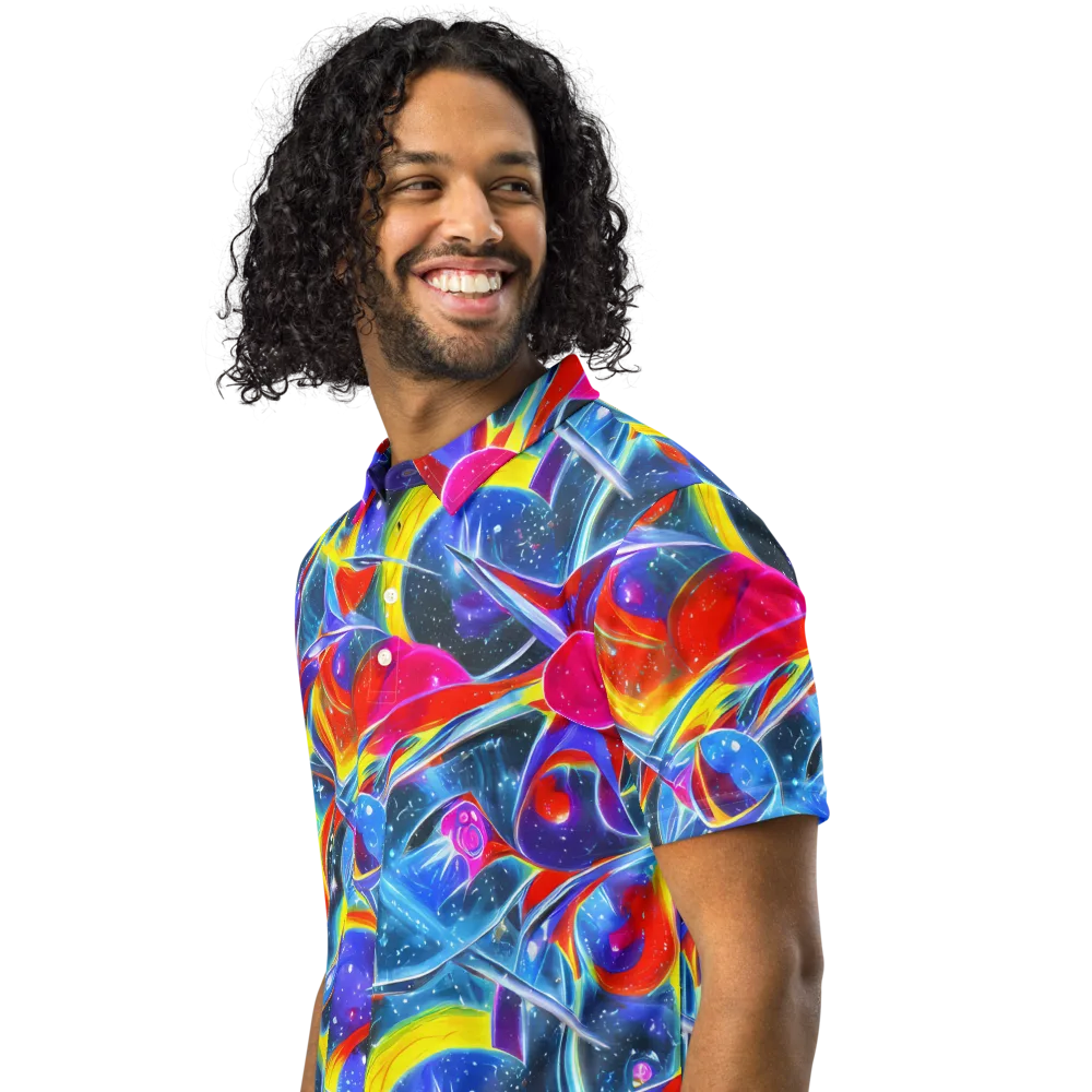 Prismatic Marbles on Men's Slim Fit Polo Shirt — Left Front