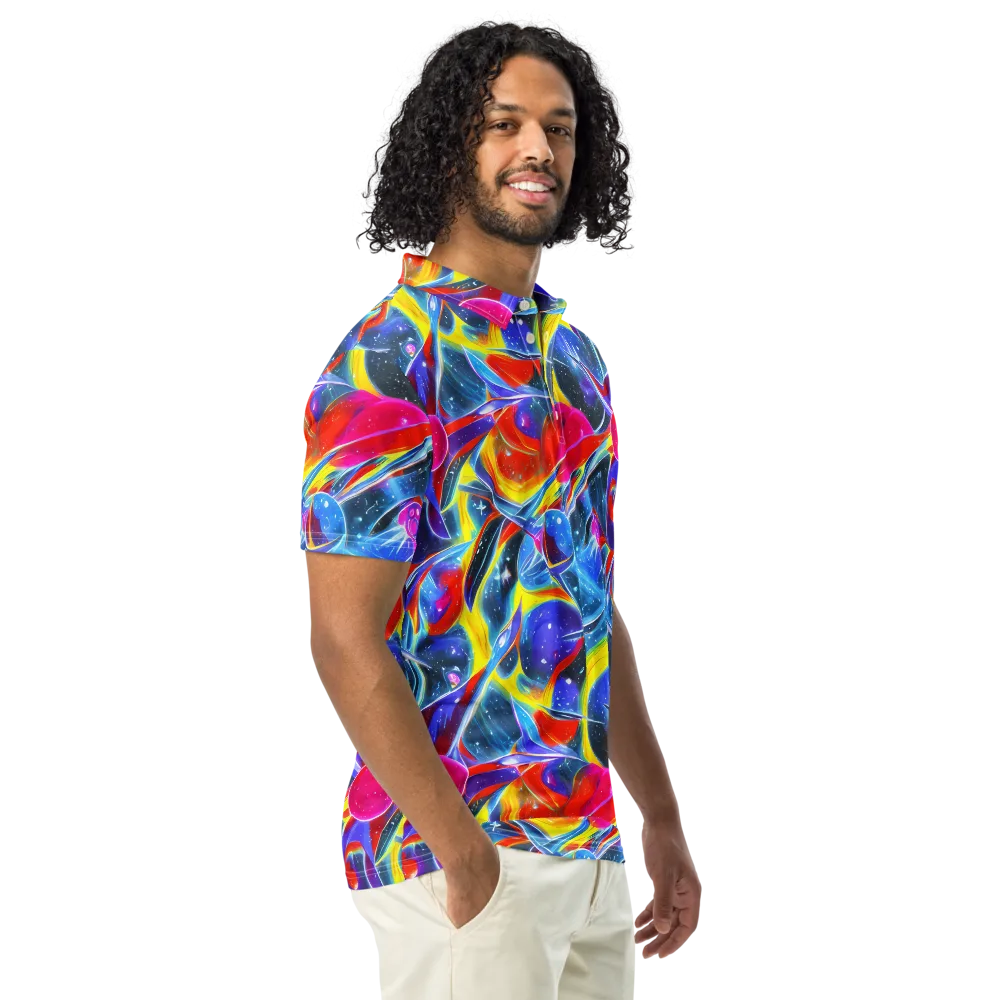 Prismatic Marbles on Men's Slim Fit Polo Shirt — Right Front