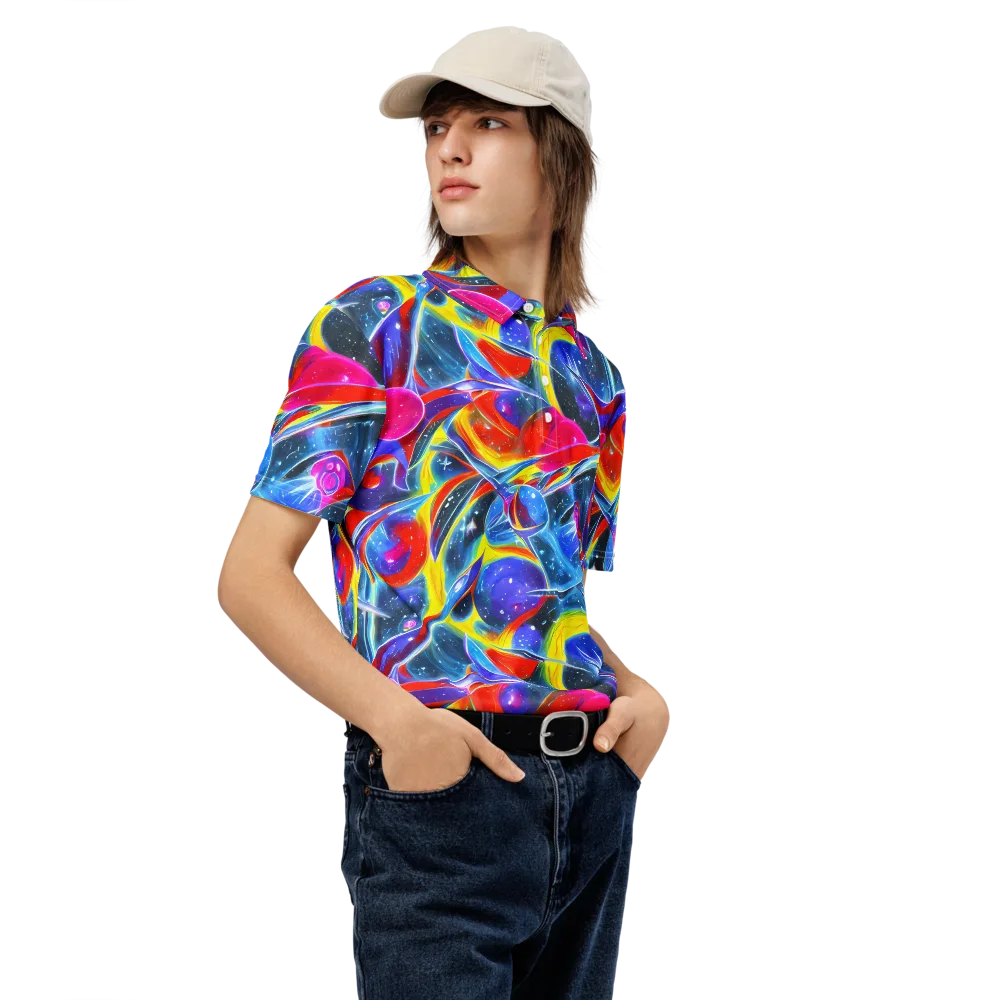 Prismatic Marbles on Men's Slim Fit Polo Shirt — Right Front