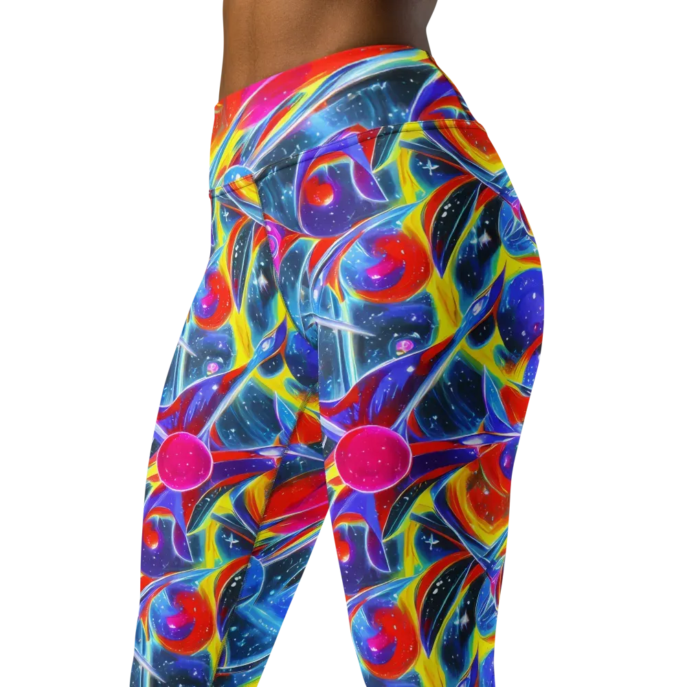 Prismatic Marbles on Yoga Leggings — Left Front