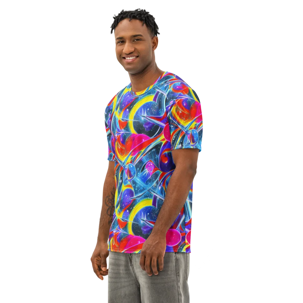 Prismatic Marbles on Men's Cotton Crew Neck T-Shirt — Left Front
