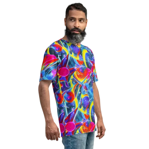 Prismatic Marbles on a Men's Crew Neck T-Shirt