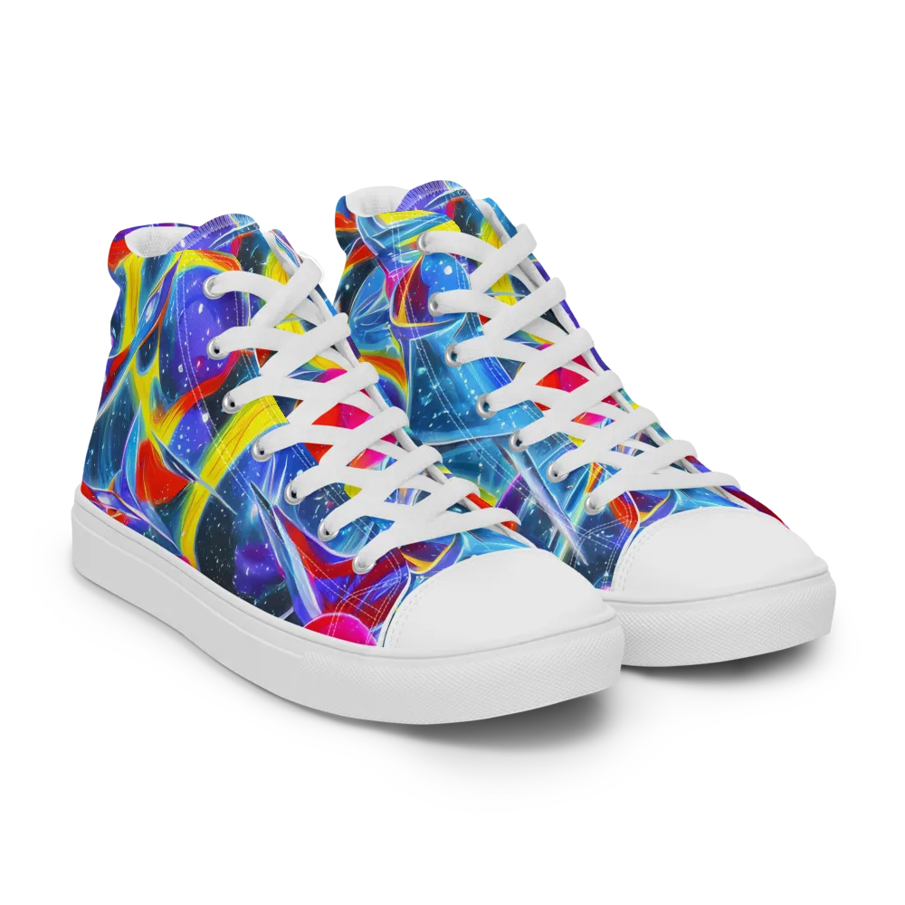Prismatic Marbles on Men's High Top Canvas Shoes — Right Front