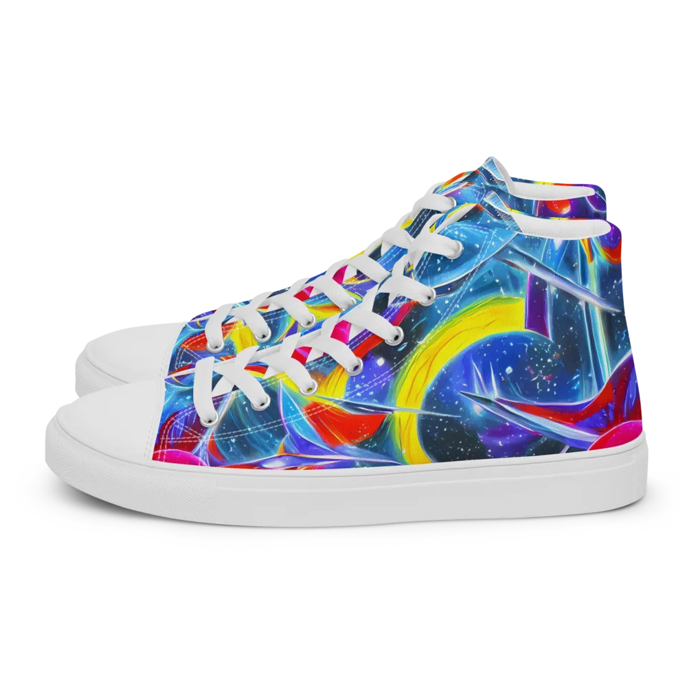 Prismatic Marbles on Men's High Top Canvas Shoes — Left