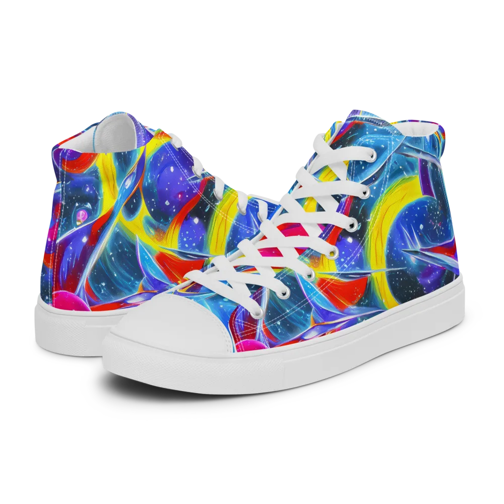 Prismatic Marbles on Men's High Top Canvas Shoes — Left