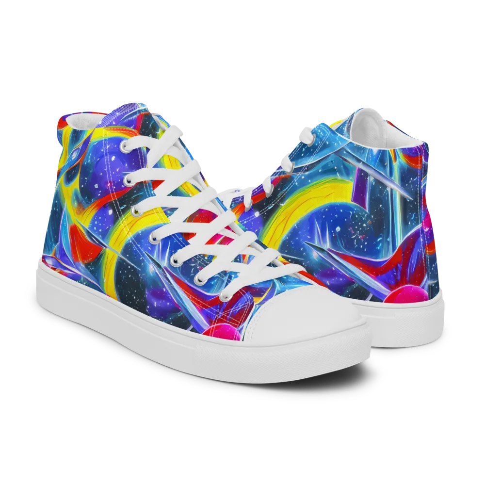 Prismatic Marbles on Men's High Top Canvas Shoes — Right