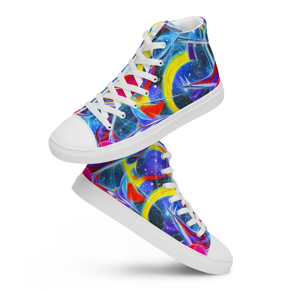 Prismatic Marbles on Men's High Top Canvas Shoes — Front