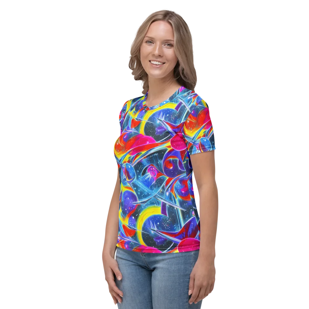 Prismatic Marbles on Women's Crew Neck T-Shirt — Left