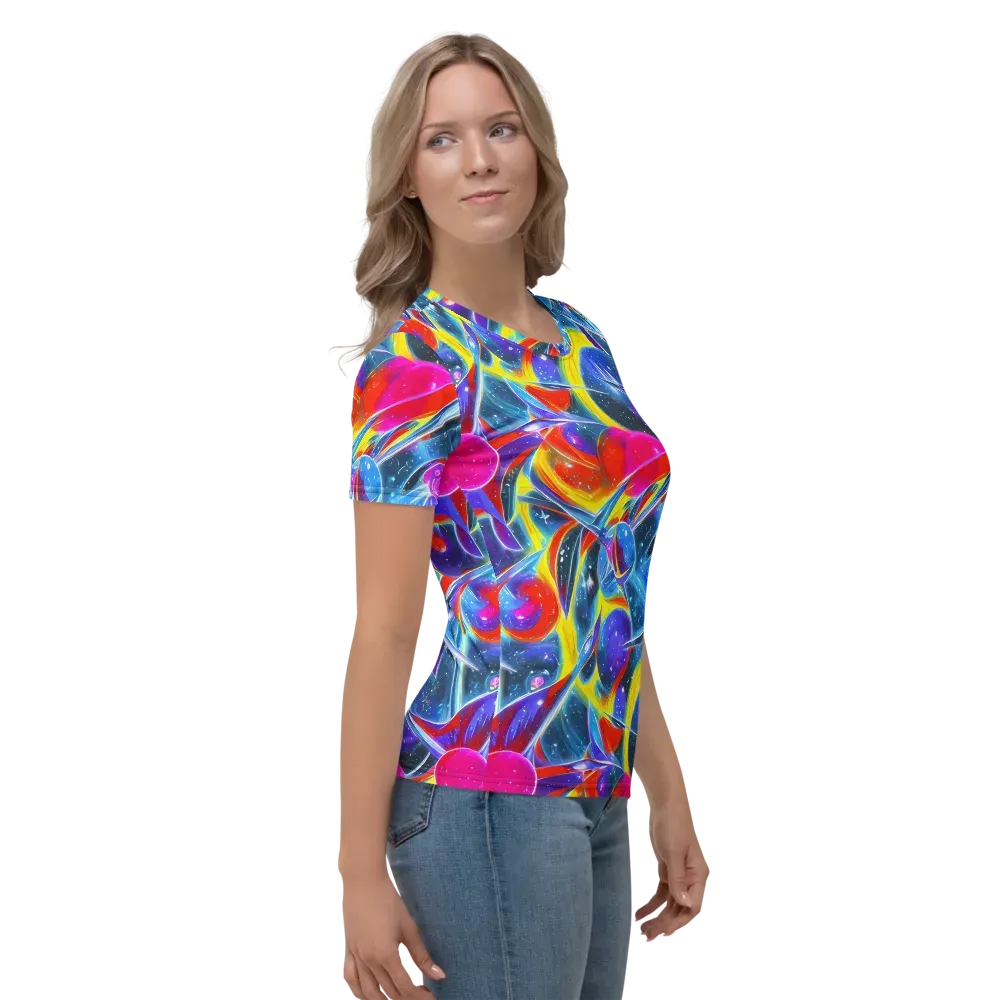 Prismatic Marbles on Women's Crew Neck T-Shirt — Right