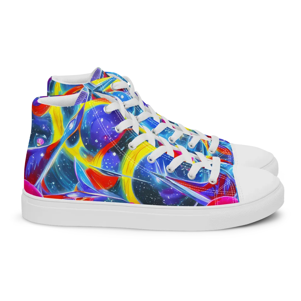 Prismatic Marbles on Women's High Top Canvas Shoes — Right