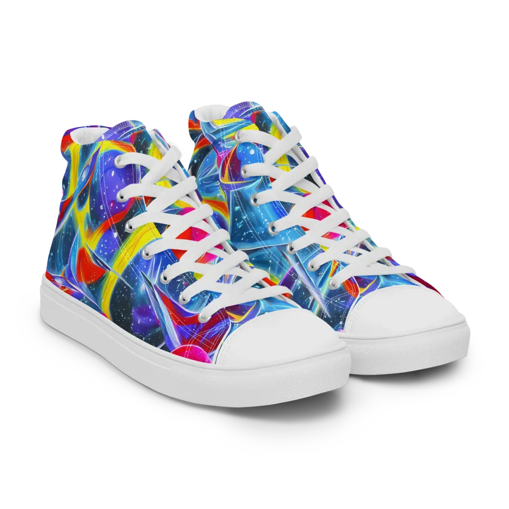 Prismatic Marbles on Women's High Top Canvas Shoes — Right Front