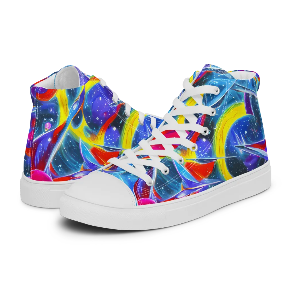 Prismatic Marbles on Women's High Top Canvas Shoes — Left