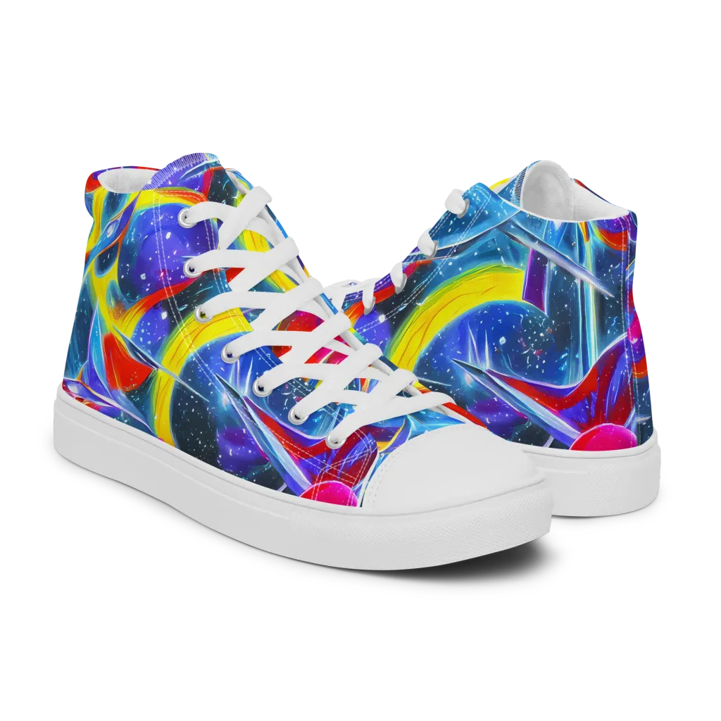 Prismatic Marbles on Women's High Top Canvas Shoes — Right