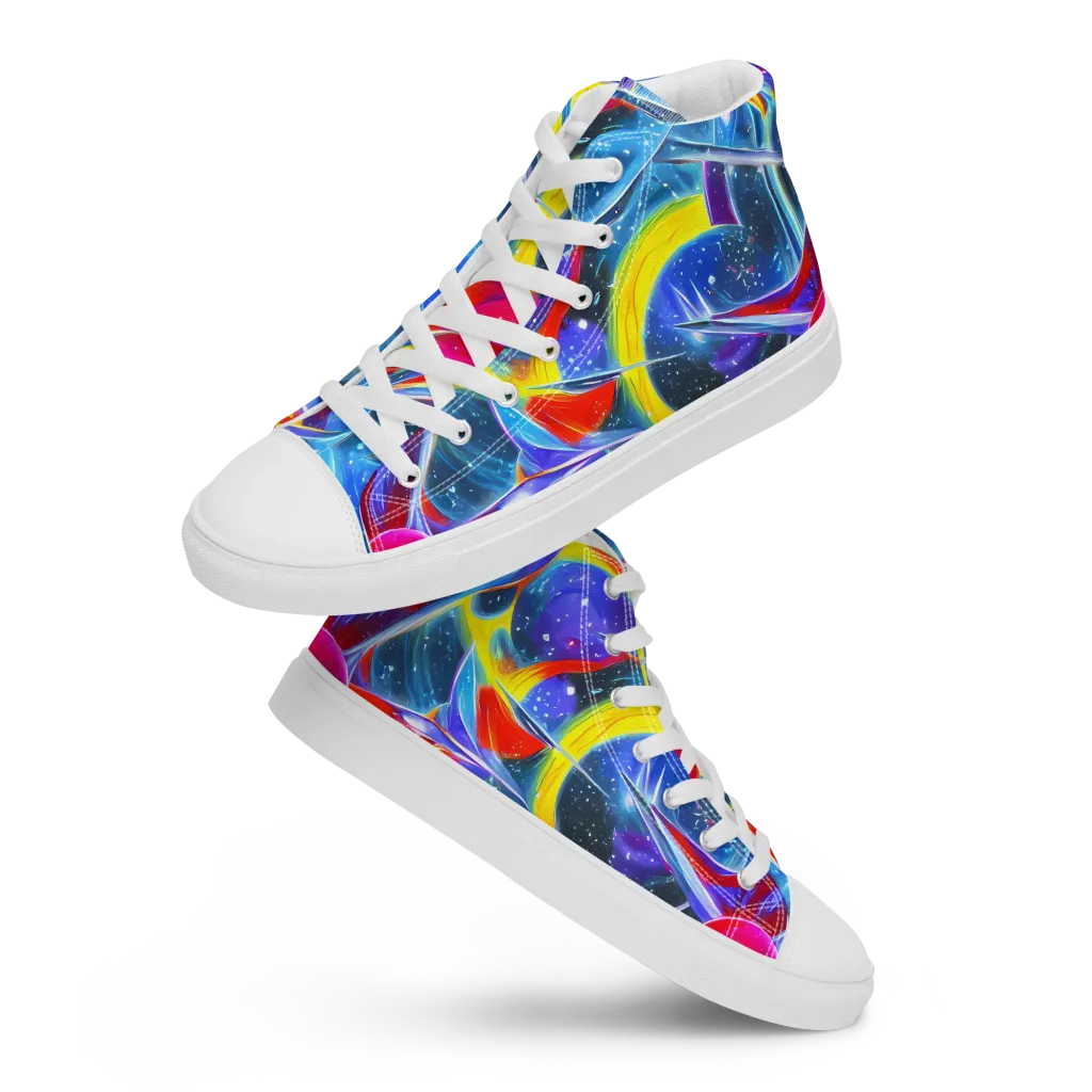 Prismatic Marbles on Women's High Top Canvas Shoes — Front