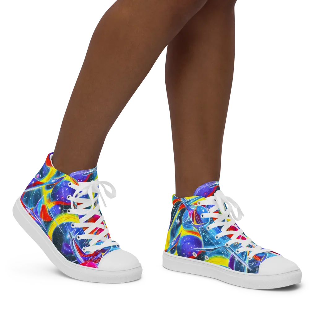 Prismatic Marbles on Women's High Top Canvas Shoes — Right