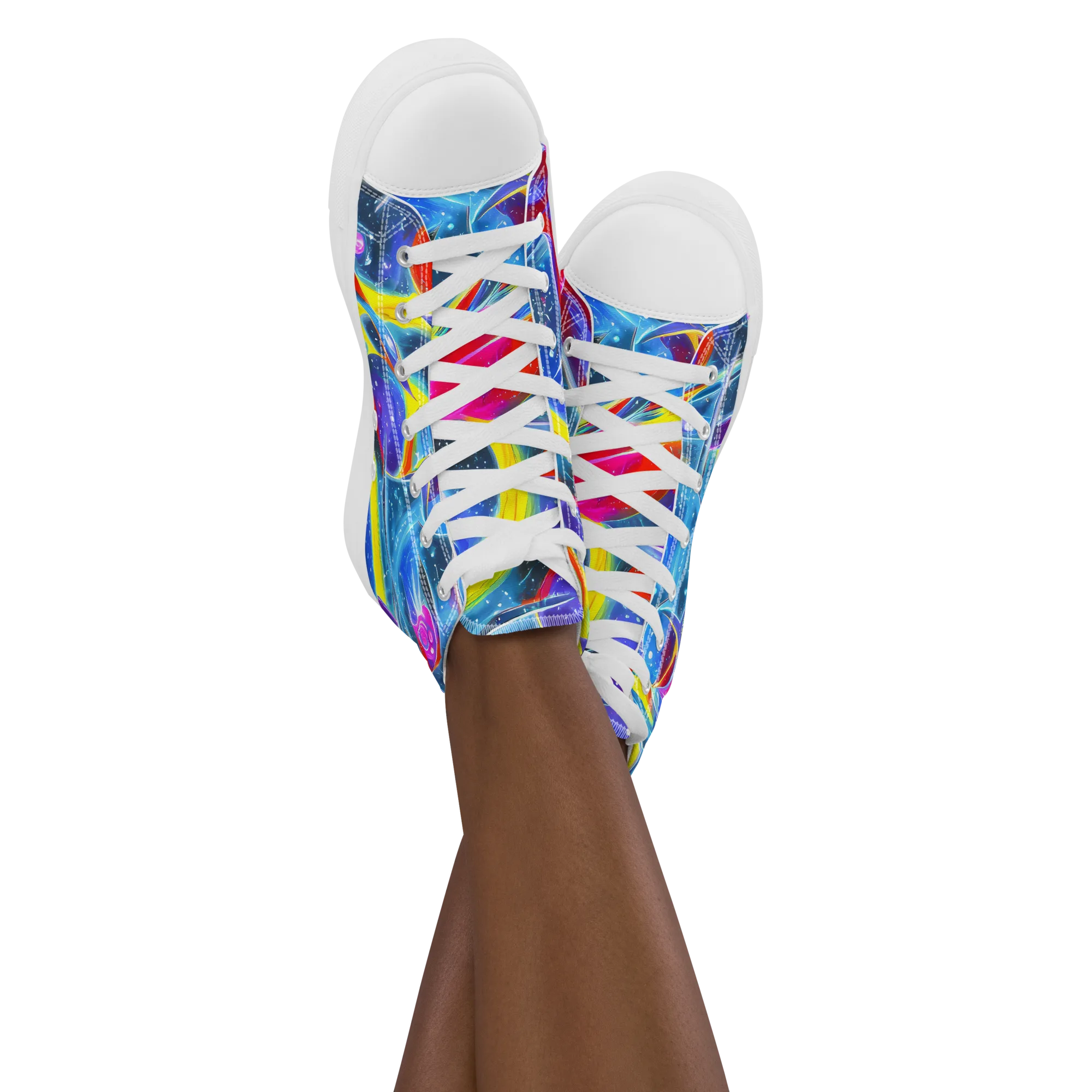 Prismatic Marbles on Women's High Top Canvas Shoes — Front