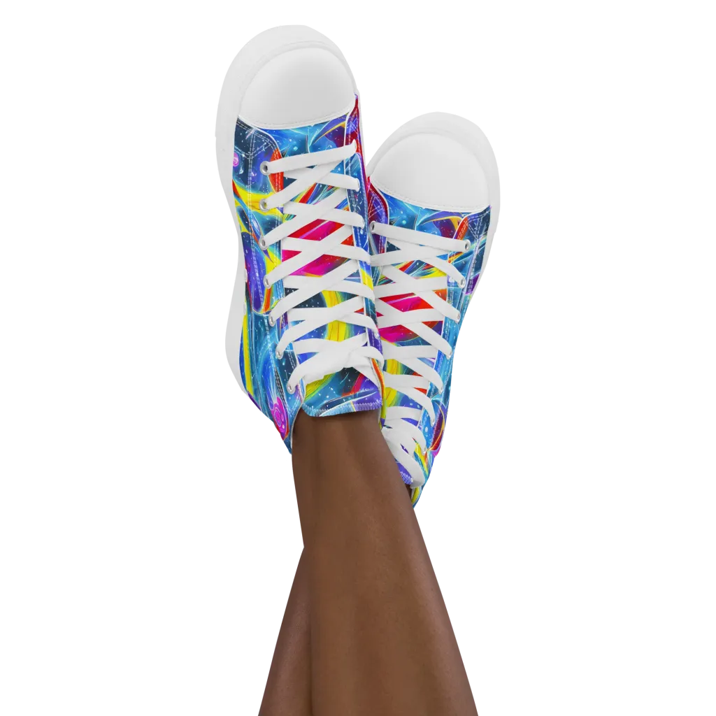 Prismatic Marbles on Women's High Top Canvas Shoes — Front