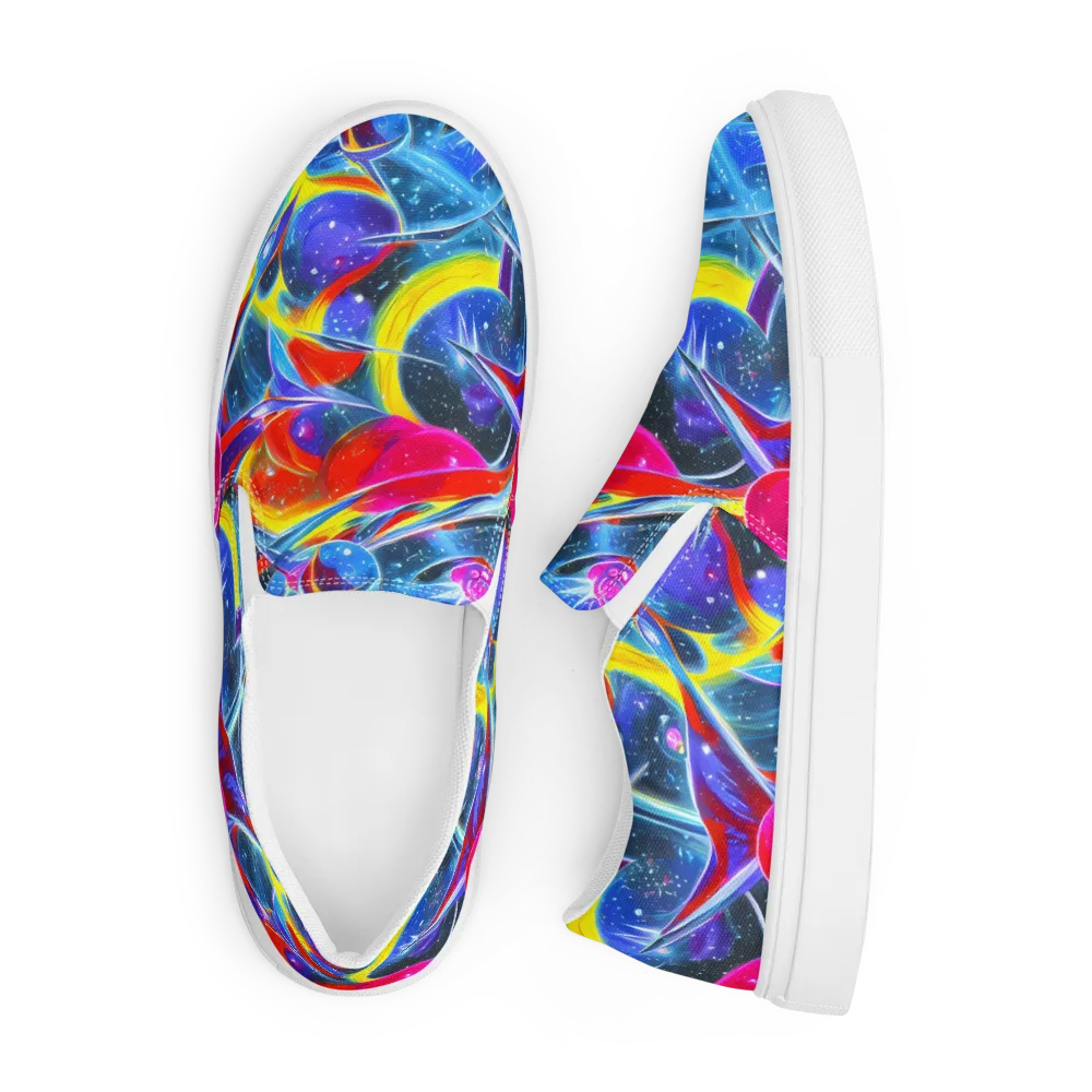 Prismatic Marbles on Men's Slip-On Canvas Shoes — Front