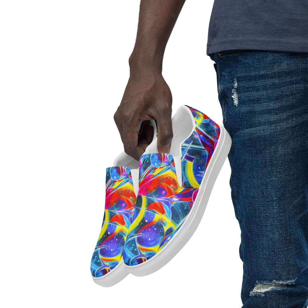 Prismatic Marbles on Men's Slip-On Canvas Shoes — Left Front