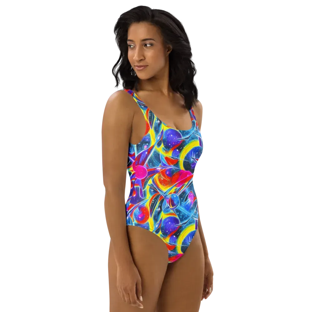 Prismatic Marbles on One-Piece Swimsuit — Right
