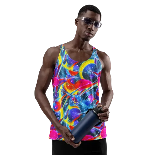 Prismatic Marbles on a Men's Tank Top