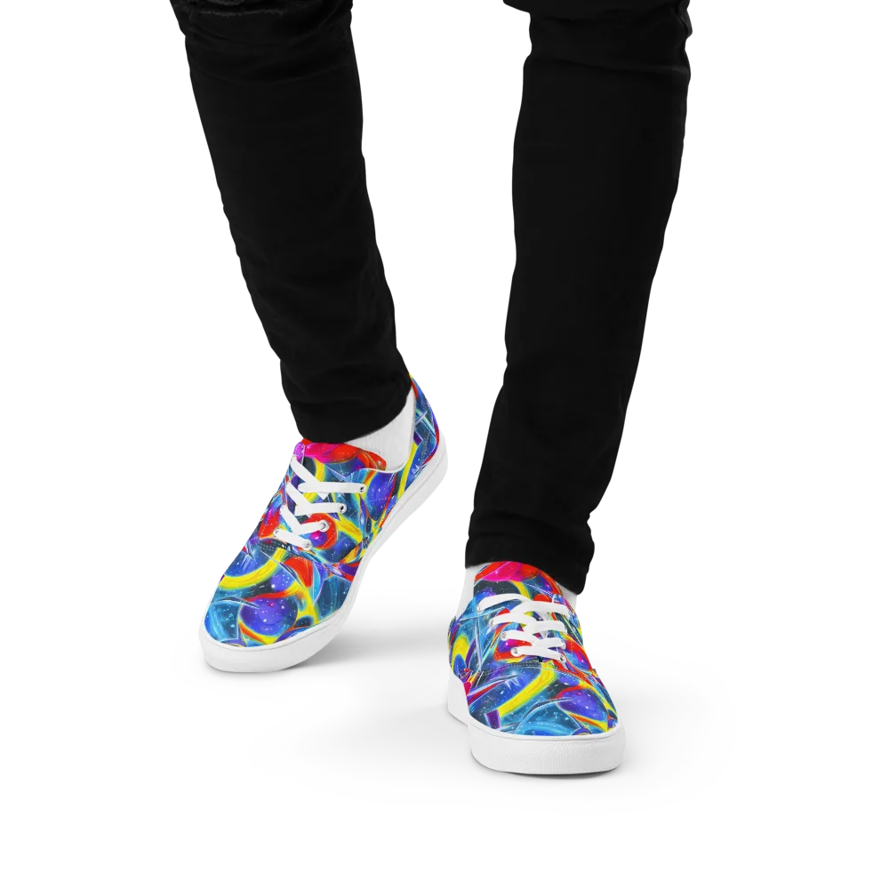 Prismatic Marbles on Men's Lace-Up Canvas Shoes — Front