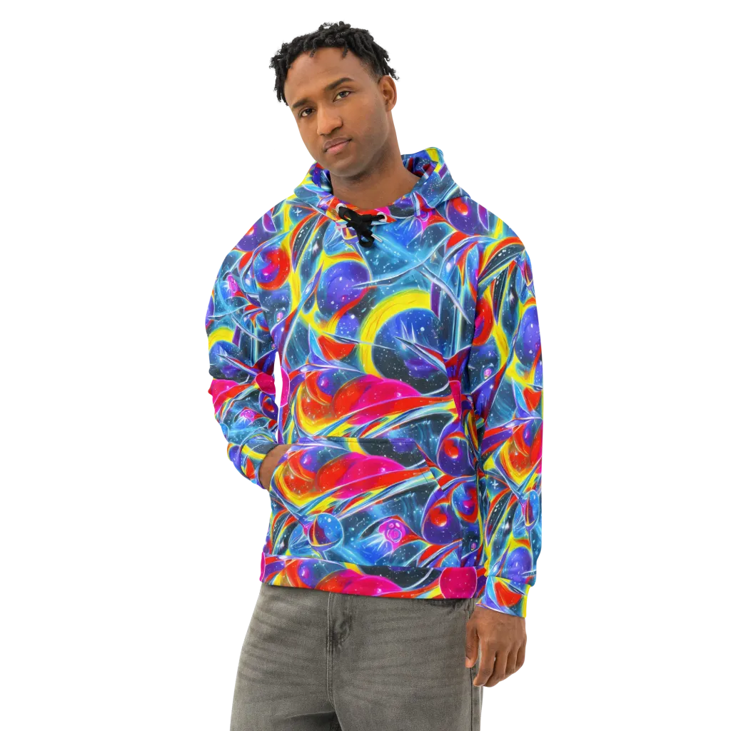 Prismatic Marbles on Cotton Hoodie — Left Front