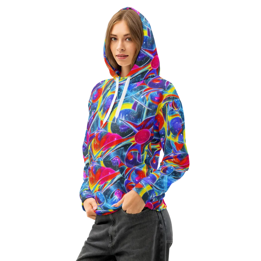 Prismatic Marbles on Cotton Hoodie — Left Front