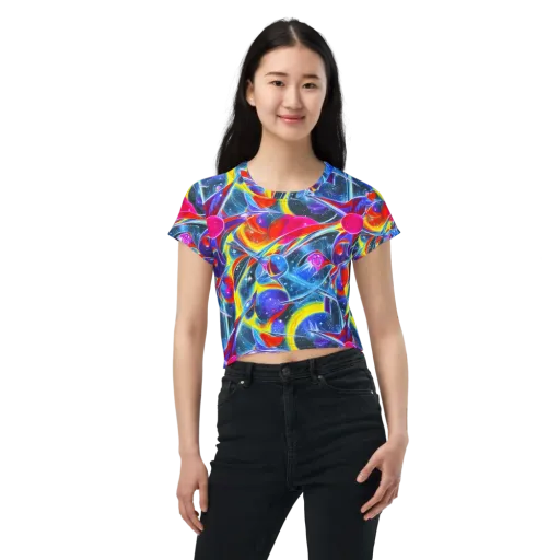 Prismatic Marbles on a Crop Tee
