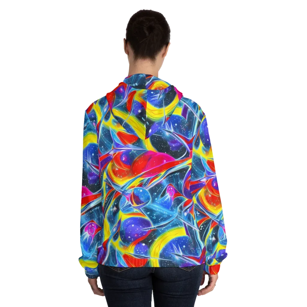 Prismatic Marbles on Women's Full-Zip Hoodie — Back On Person