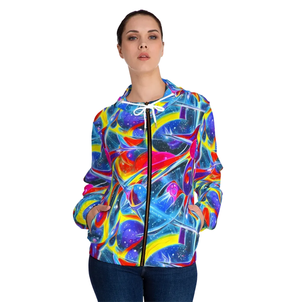 Prismatic Marbles on Women's Full-Zip Hoodie — Front On Person