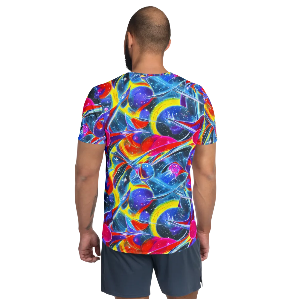 Prismatic Marbles on Men's Athletic T-Shirt — Back