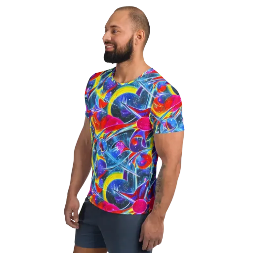 Prismatic Marbles on a Men's Athletic T-Shirt