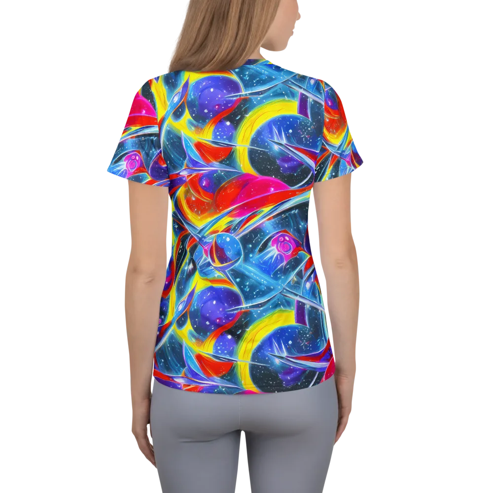 Prismatic Marbles on Women's Athletic T-Shirt — Back