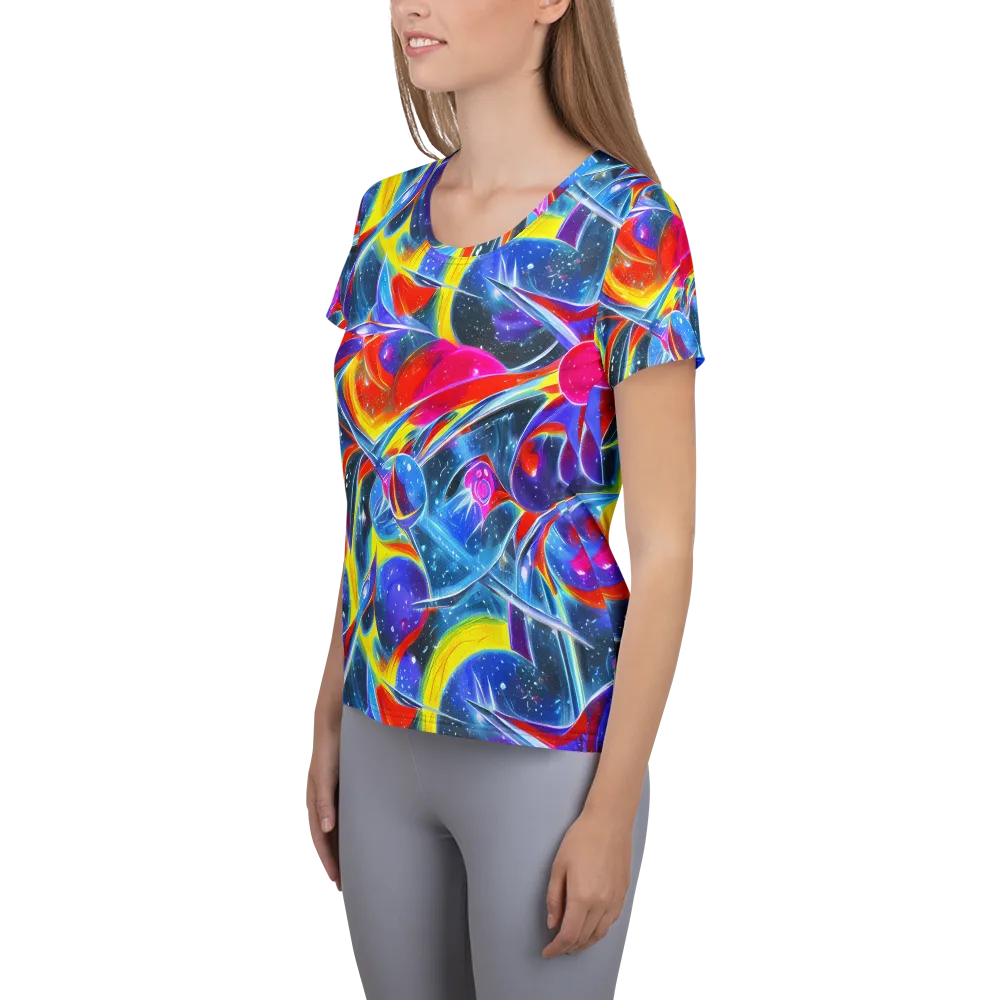 Prismatic Marbles on Women's Athletic T-Shirt — Left