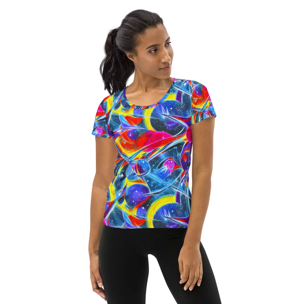 Prismatic Marbles on Women's Athletic T-Shirt — Front