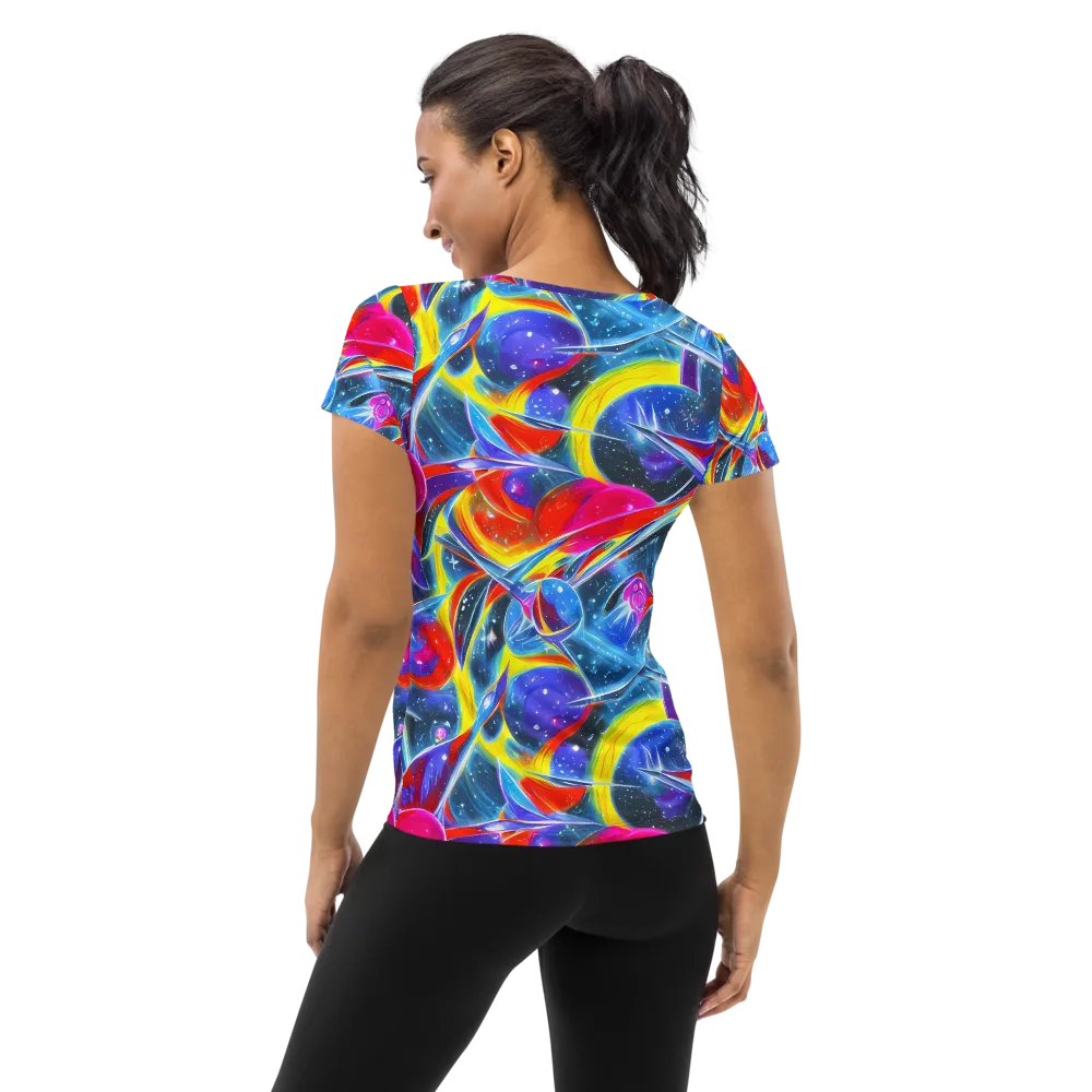 Prismatic Marbles on Women's Athletic T-Shirt — Back