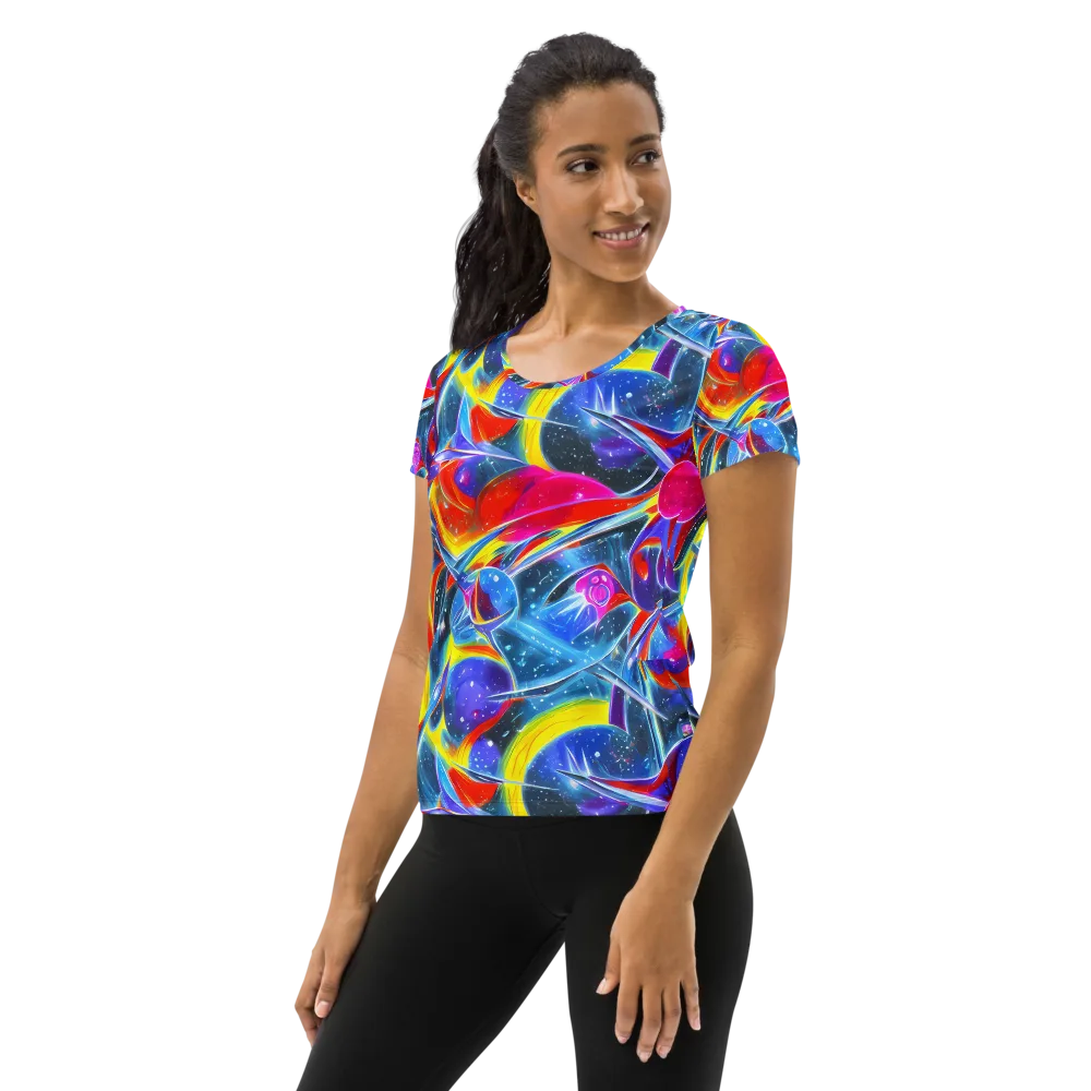 Prismatic Marbles on Women's Athletic T-Shirt — Left