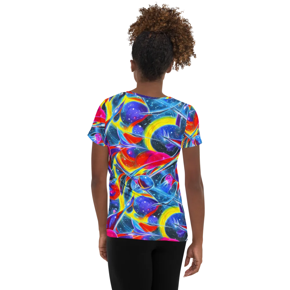 Prismatic Marbles on Women's Athletic T-Shirt — Back