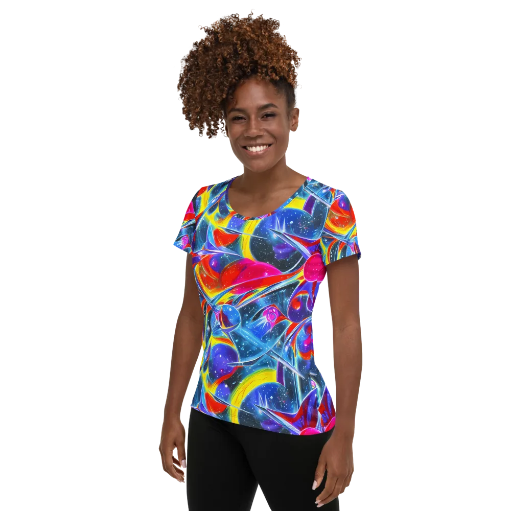 Prismatic Marbles on Women's Athletic T-Shirt — Left