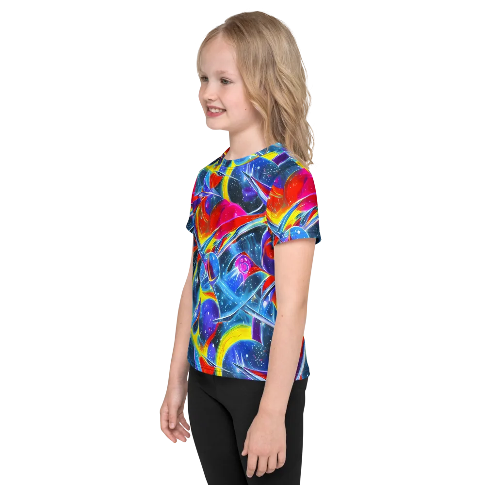 Prismatic Marbles on Kids Crew Neck T-Shirt — Left