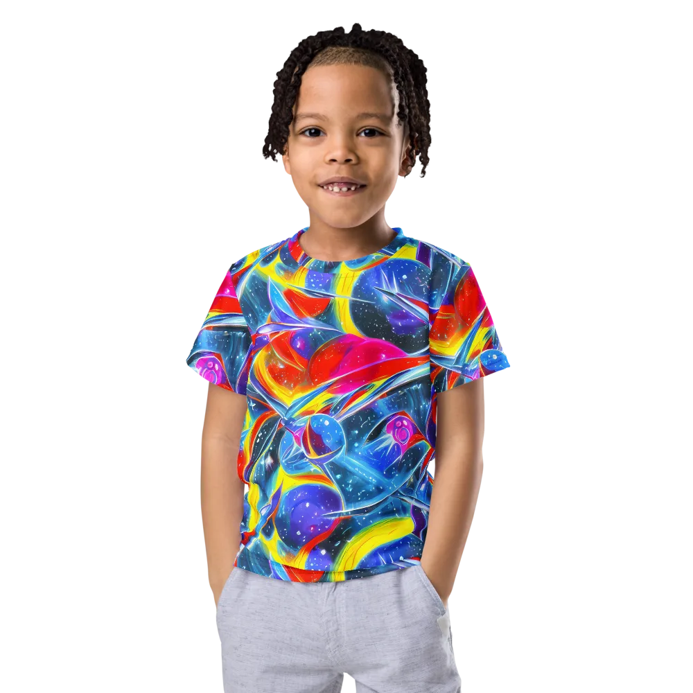 Prismatic Marbles on Kids Crew Neck T-Shirt — Front
