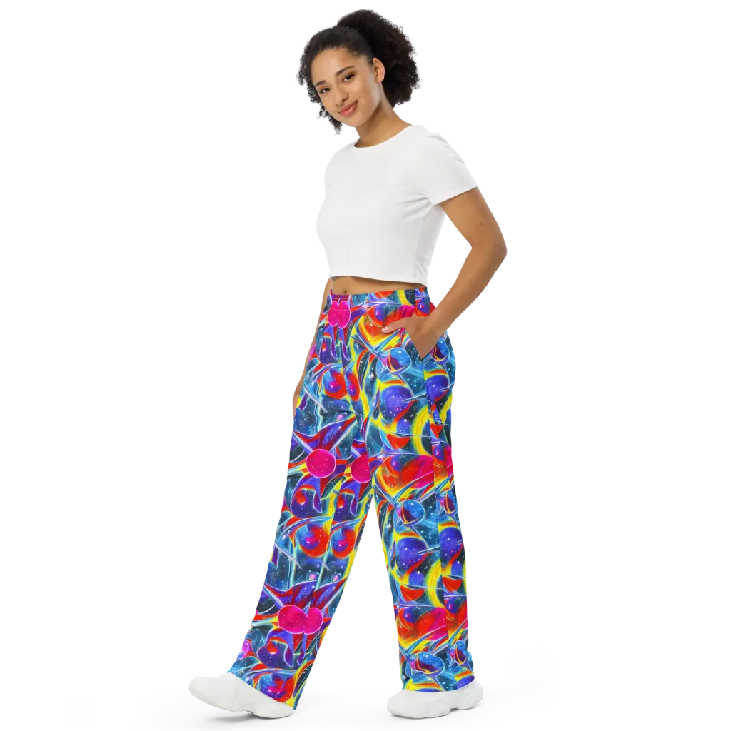 Prismatic Marbles on Wide-Leg Pants — Left Front