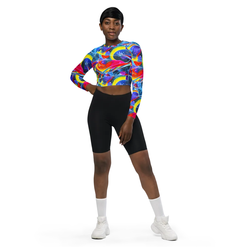 Prismatic Marbles on Long Sleeve Crop Top — Front